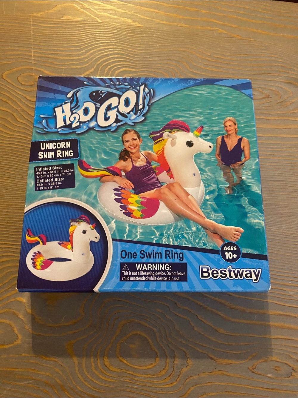 Bestway Unicorn Swim Ring - White with Rainbow Accents